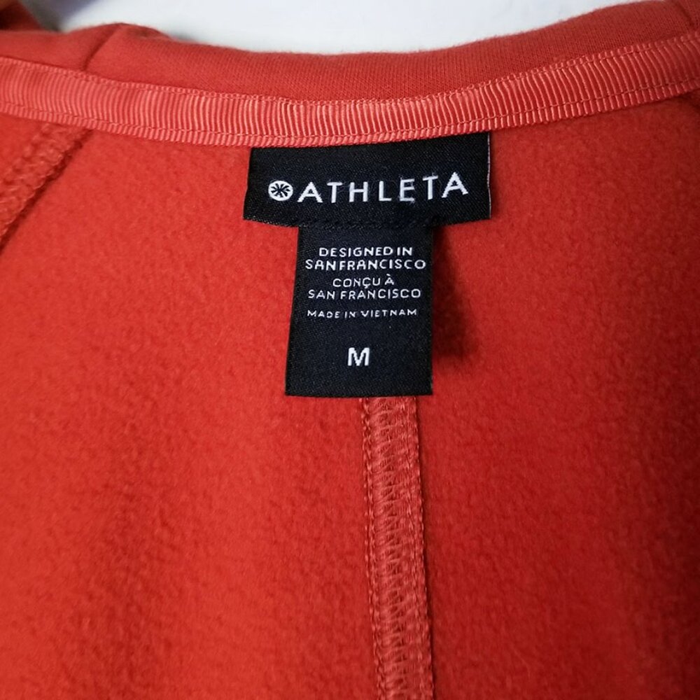 ATHLETA On My Way Triumph Hoodie Jacket Women’s M Red Rust Lantern Sleeve $139 - Picture 10 of 16